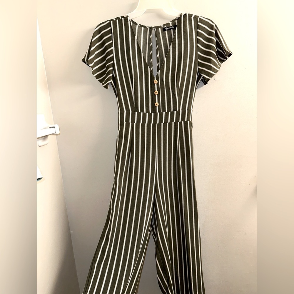 Green Strip Jumpsuit